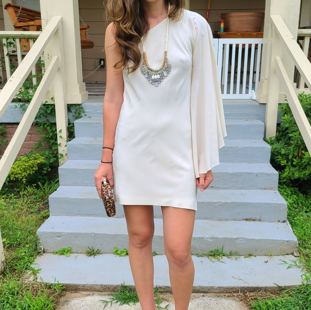 Nicole Miller White One Shoulder Dress